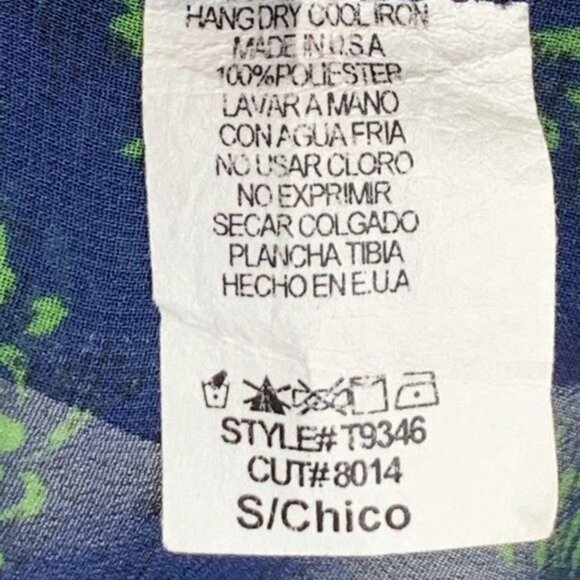 fab’rik Sheer Boho Blouse Blue Red Green Print Women’s Small Lightweight - Picture 3 of 12